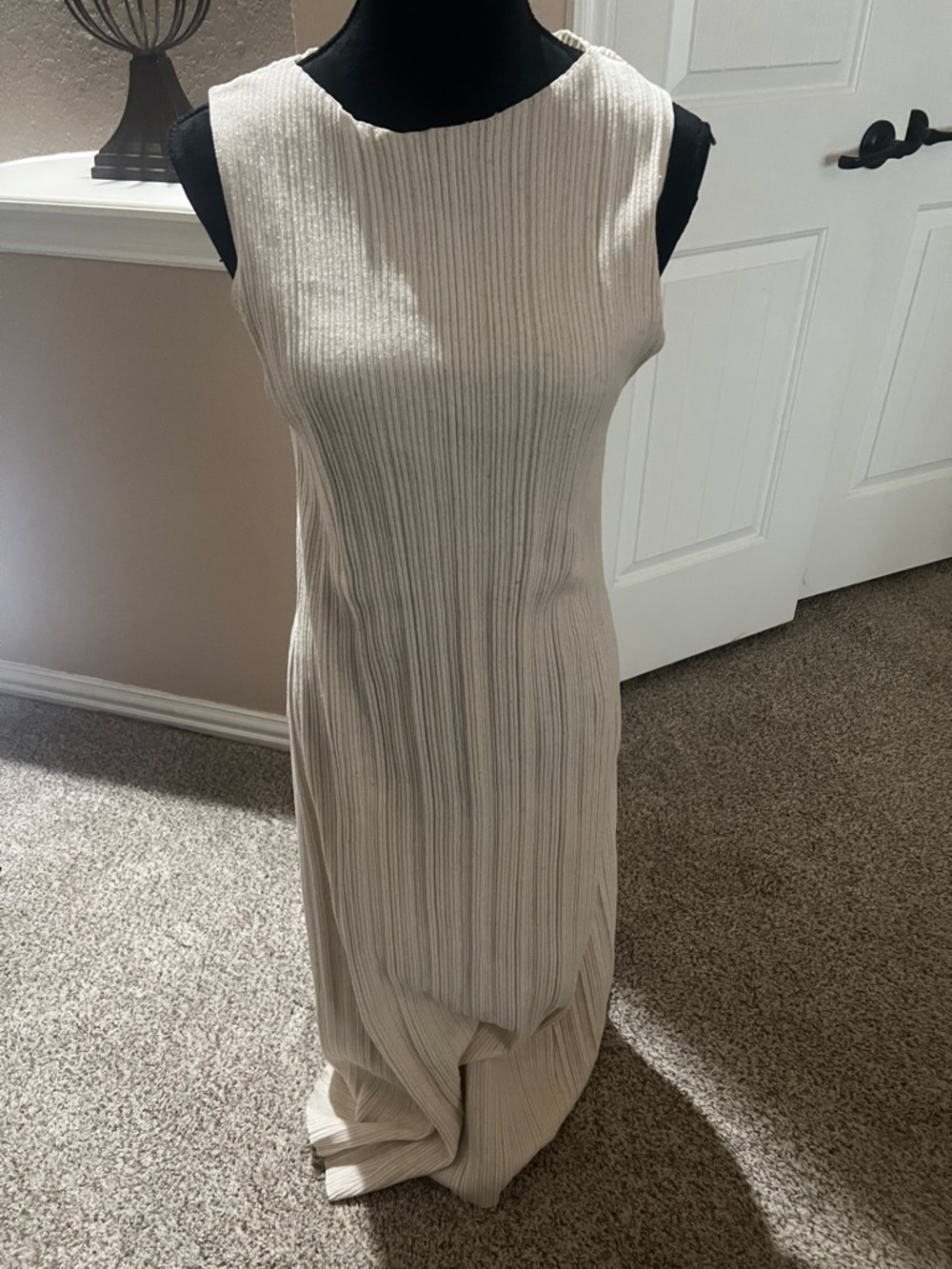 a new day Cream Sleeveless Ribbed Maxi Dress